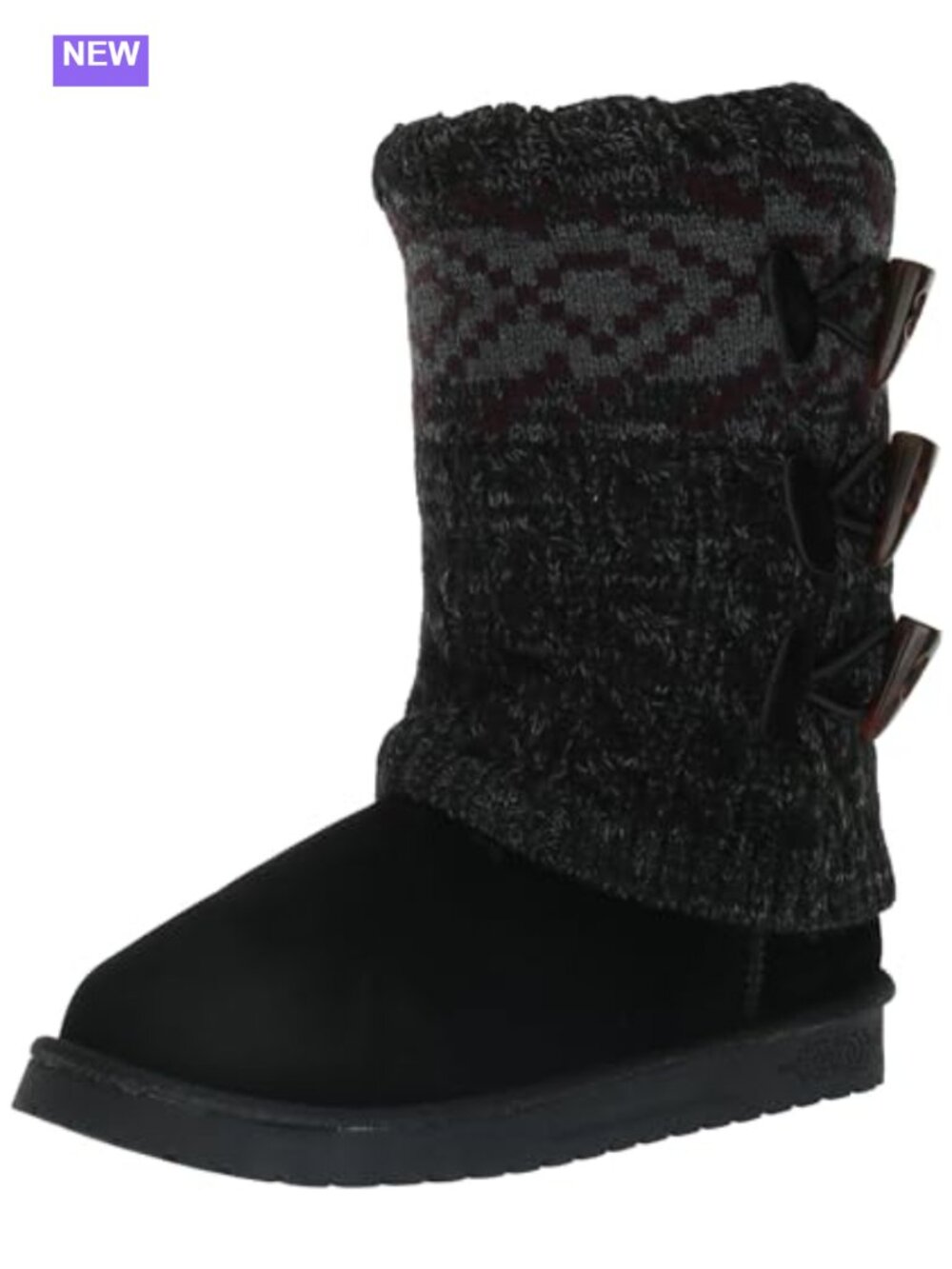 MUK LUKS Cheryl Faux Suede Knit Mid-Calf Fashion Boots Faux Fur Lined